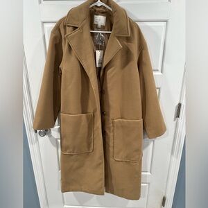 Camel coat from A New Day. Size small. Runs oversized. NWT. Long coat